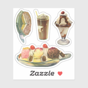 Vintage-Desserts, Zitronen-Baiser-Torte, Eiscremes Aufkleber