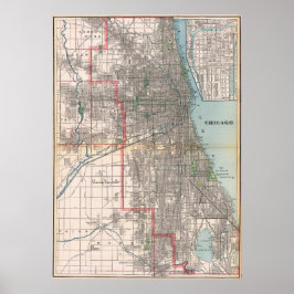 Vintage Detailed Chicago Map Poster 1895