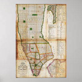 Vintage Detailed New York Map Poster 1832
