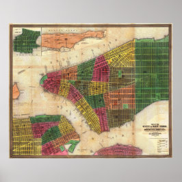 Vintage Detailed New York Map Poster 1844