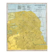 Vintage detaillierte goldene San Francisco Karte 1