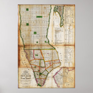 Vintage detaillierte New York-Karte Poster 1832