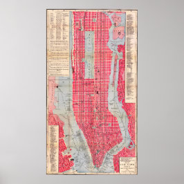 Vintage detaillierter New York Stadtplan Poster 18