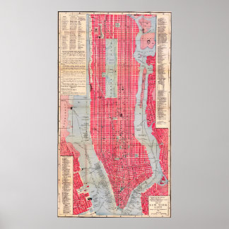 Vintage detaillierter New York Stadtplan Poster 18