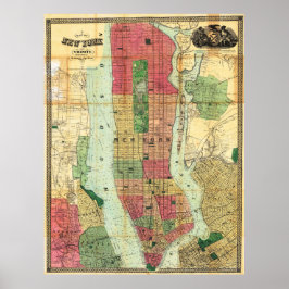 Vintage detailliertes New York Stadtplan Poster 18