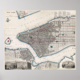 Vintage detailliertes New York Stadtplan Poster 18