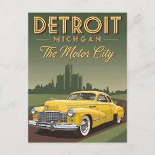 Vintage Detroit Michigan die Motorstadt Postkarte