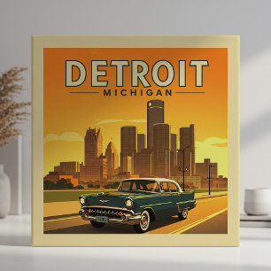 Vintage Detroit Michigan Fliese