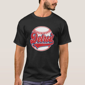 Vintage-Detroit-Stadtbild Baseballspieler und Fan T-Shirt