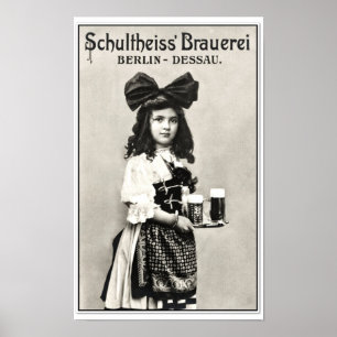 Vintage Deutsch-Berlin-Bierbrauerei-Fotoanzeige Poster