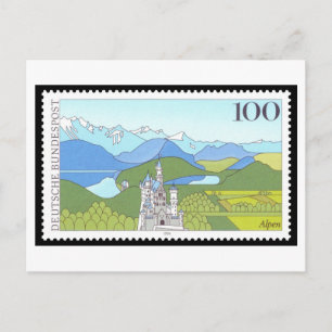 Vintage Deutsche Alpen Briefmarke aus den 1990ern Postkarte