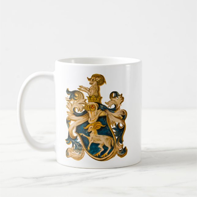 Vintage deutsche Blue-Aries-Wappen Kaffeetasse (Links)