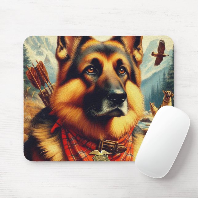Vintage deutsche Hirtenmalerei Mousepad (Mit Mouse)