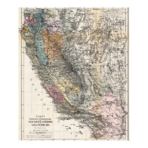 Vintage Deutsche Karte von Kalifornien 1879 Poster