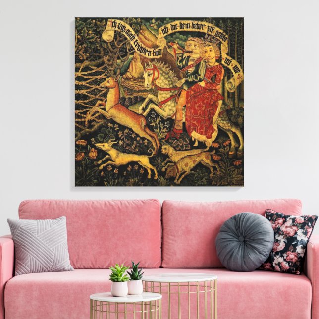 Vintage Deutsche Mittelalterliche Renaissance Lieb Leinwanddruck (Insitu (Wohnzimmer))