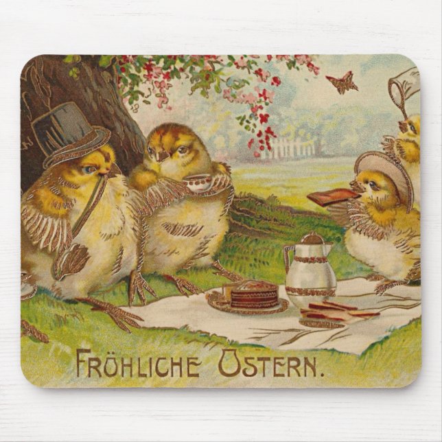 Vintage deutsche Osterkarte Mousepad (Vorne)