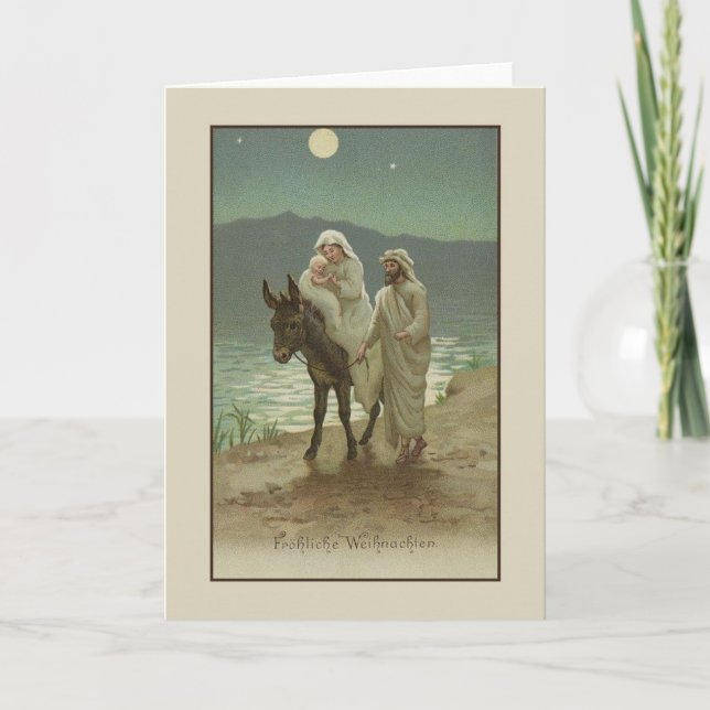 Vintage deutsche religiöse Weihnachtskarte Feiertagskarte (Vorderseite)