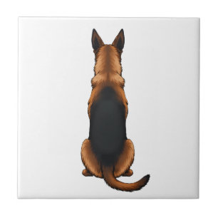 Vintage Deutsche Schäferhund Rückansicht Hund Illu Fliese