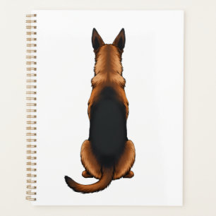 Vintage Deutsche Schäferhund Rückansicht Hund Illu Planer