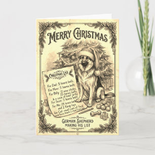 Vintage Deutsche Schäferhund Weihnachtskarte mit B Karte