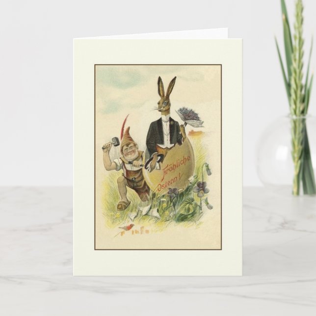 Vintage Deutscher Fröhliche Ostern Ostern Karte (Vorderseite)