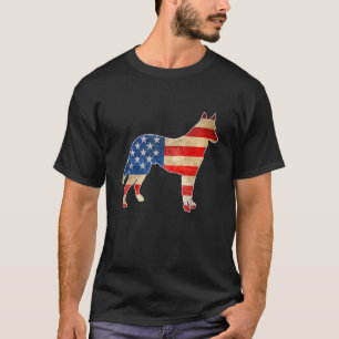 Vintage Deutscher Schäferhund Amerikanische Flagge T-Shirt