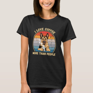 Vintage Deutscher Schäferhund Ich liebe Kaffee meh T-Shirt