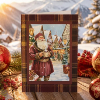 Vintage deutscher Weihnachtsmann Glühwein-Weihnach Feiertagskarte