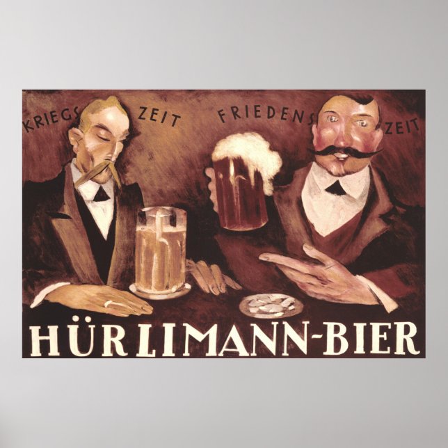 Vintage deutsches Bierbar-Pub-Art-Poster Hurlimann Poster (Vorne)