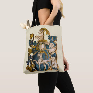 Vintage deutsches Blau- und Gold-Steinbock-Wappen