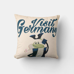Vintage deutsches Reiseposter Cartoon Kissen