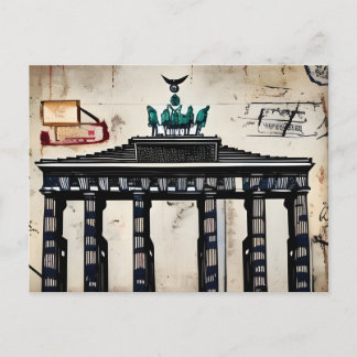 Vintage Deutschland Berlin Brandenburger Tor Skizz Postkarte