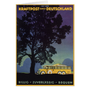 Vintage Deutschland, gelber Bus bei Nacht, Reise K
