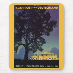 Vintage Deutschland, Gelber Bus bei Nacht, Reise K Mousepad