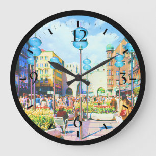 Vintage Deutschland Münchner Stadttor Karistor Große Wanduhr