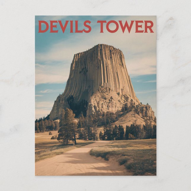 Vintage Devils Tower Postkarte (Vorderseite)