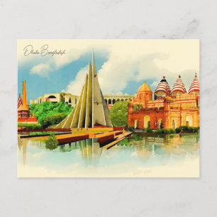 Vintage Dhaka Bangladesch Reise Wasserfarbe Bengal Postkarte