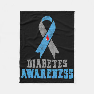 Vintage Diabetes-Bewusstsein Blau Und Grau Band  Fleecedecke