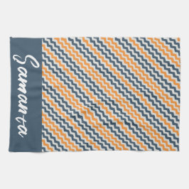 Vintage diagonale geometrisch orange-graue Bezeich Geschirrtuch