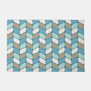 Vintage Diagonalrechtecke hellblau-weiß Fußmatte