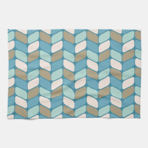 Vintage Diagonalrechtecke hellblau-weiß Geschirrtuch