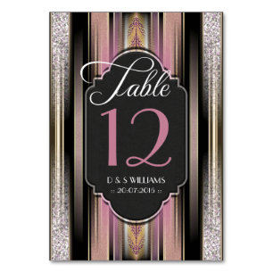 Vintage-Diamant-Rosa-Hochzeitstisch-Nummernkarte Tischnummer