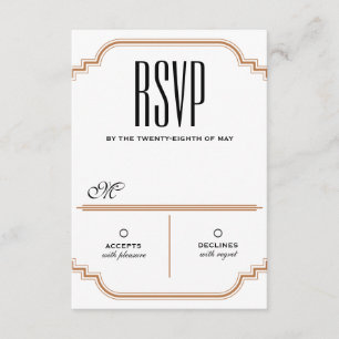 Vintage-Diamant-Schwarz- und Gold-Antwortkarte RSVP Karte