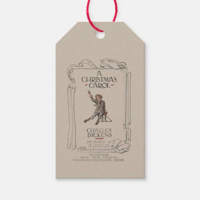 Vintage Dickens A Christmas Carol Gift Tag Geschenkanhänger (Vorderseite)