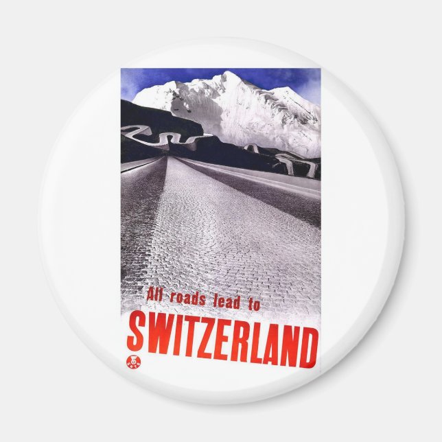 Vintage die Schweiz-Straßen Magnet (Vorne)