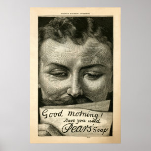 Vintage die Seifen-Anzeige der Birne ab 1890 Poster