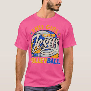 Vintage Dieses Mädchen läuft auf Jesus und Volleyb T-Shirt