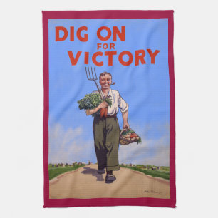 Vintage-"Dig on for Victory"-Poster-Teetuch Geschirrtuch