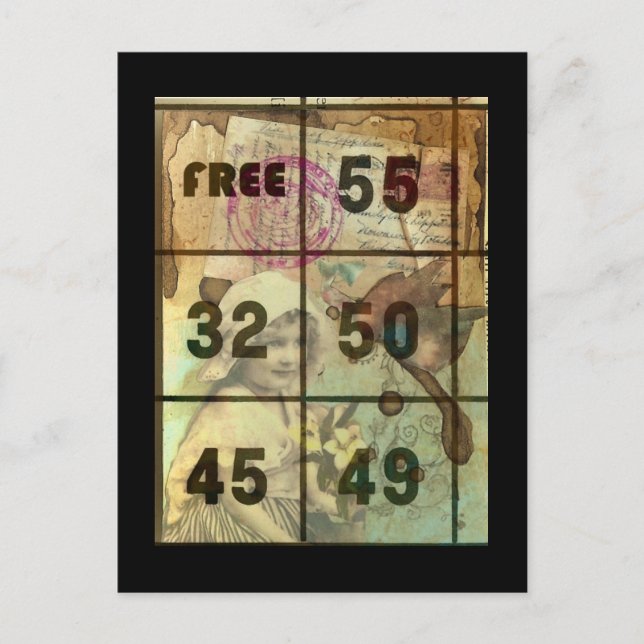 Vintage digitale Collage Postkarte (Vorderseite)