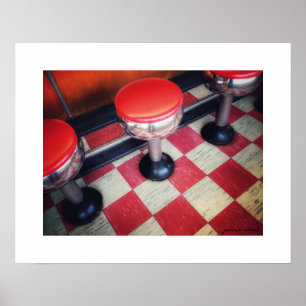 Vintage-Diner-Barhocker-Poster-Druck  Poster